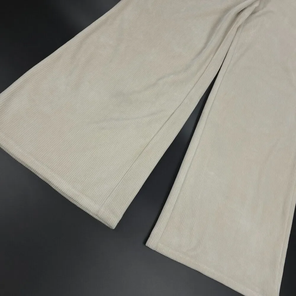 VUORI Haven Wide Leg Ribbed Knit Pant Suede Beige Athleisure Lounge Clean Girl - Picture 10 of 10